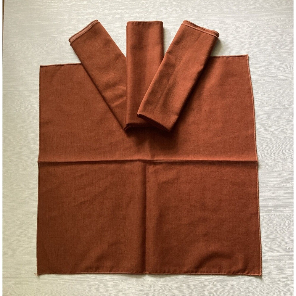 Set of 4 Fabric Napkins Rust Brown Fall Thanksgiving 16" x 16" Table Decor